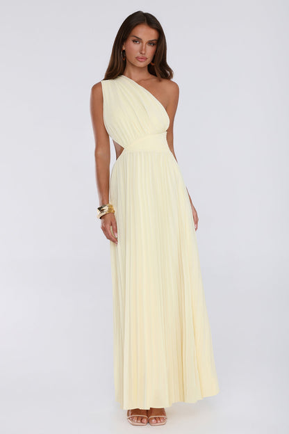 Summer Seduction — Vestido longo de um ombro só, amarelo