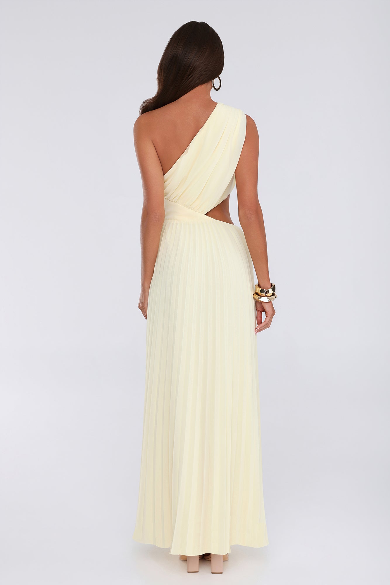 Summer Seduction — Vestido longo de um ombro só, amarelo