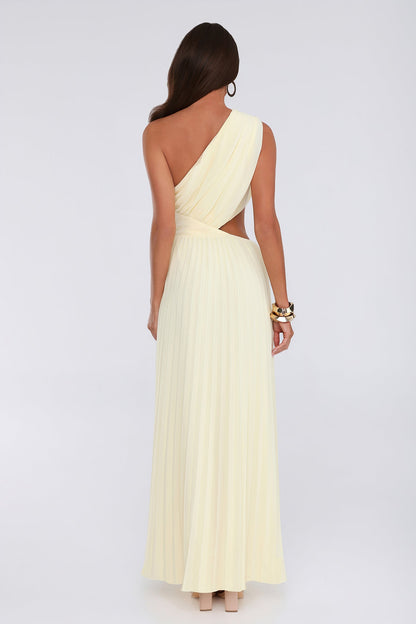 Summer Seduction — Vestido longo de um ombro só, amarelo