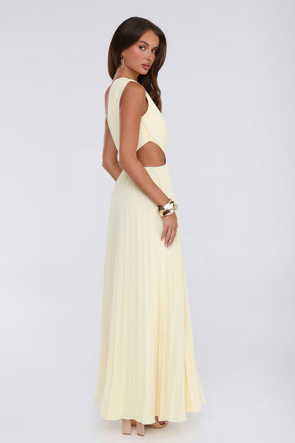 Summer Seduction — Vestido longo de um ombro só, amarelo