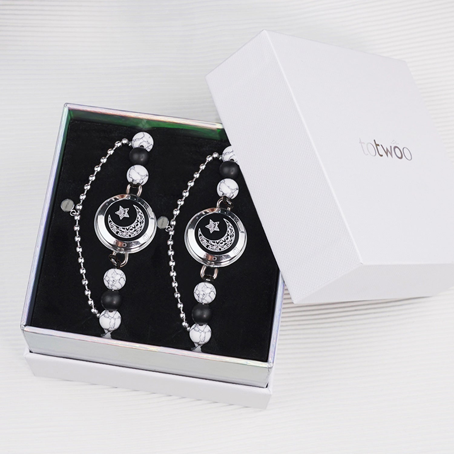 Moon and Moon Touch Bracelets with Matching Beads