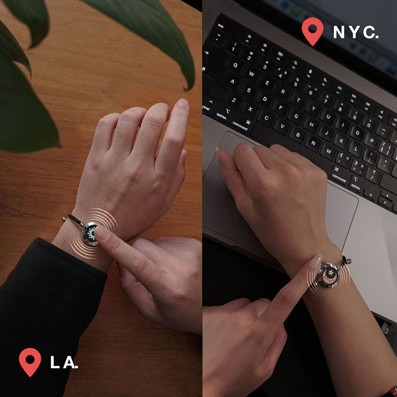 [Special Gift Packaging] Sun & Moon Touch Bracelets with Black Milan Rope