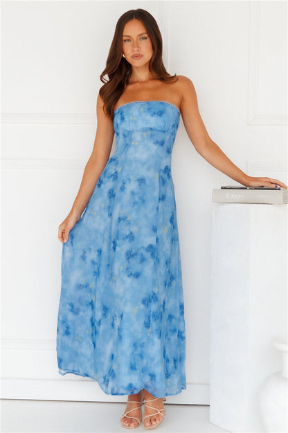 Vestido longo tomara-que-caia Elsa — Azul