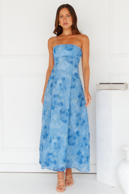 Vestido longo tomara-que-caia Elsa — Azul