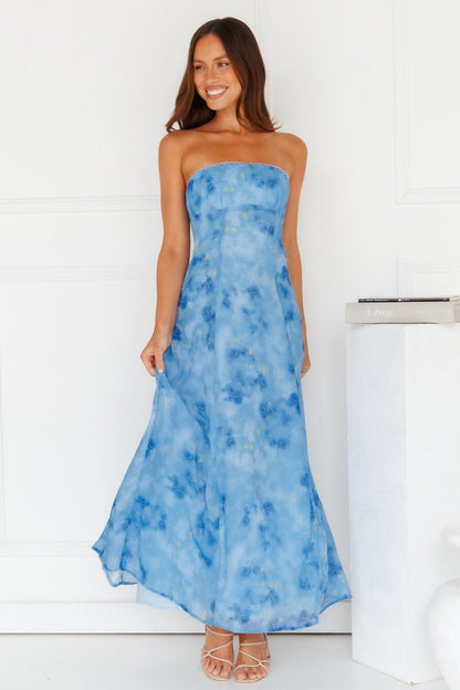 Vestido longo tomara-que-caia Elsa — Azul