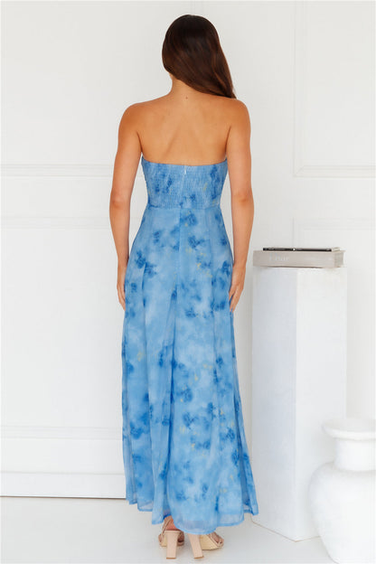 Vestido longo tomara-que-caia Elsa — Azul