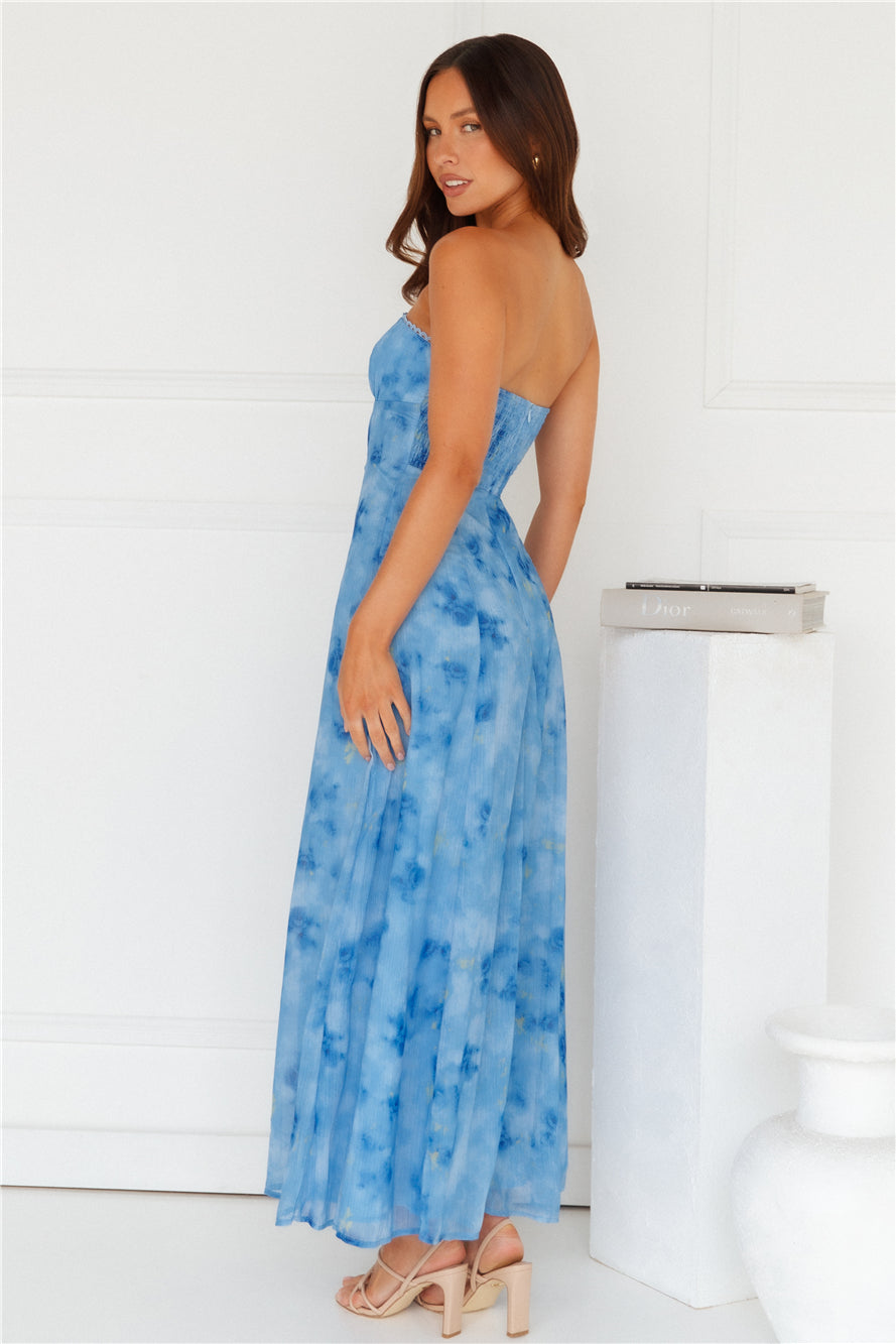 Vestido longo tomara-que-caia Elsa — Azul