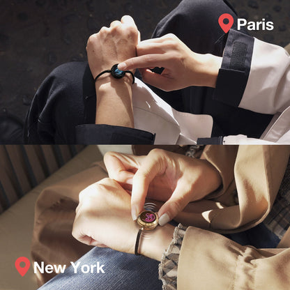 Mountain & Sea Touch Bracelets with Milan Rope (Black+Rose Gold)