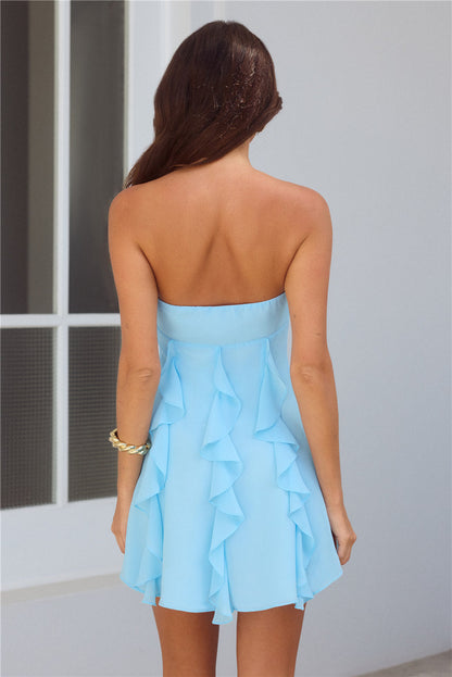 Imagine It — Vestido curto tomara-que-caia azul