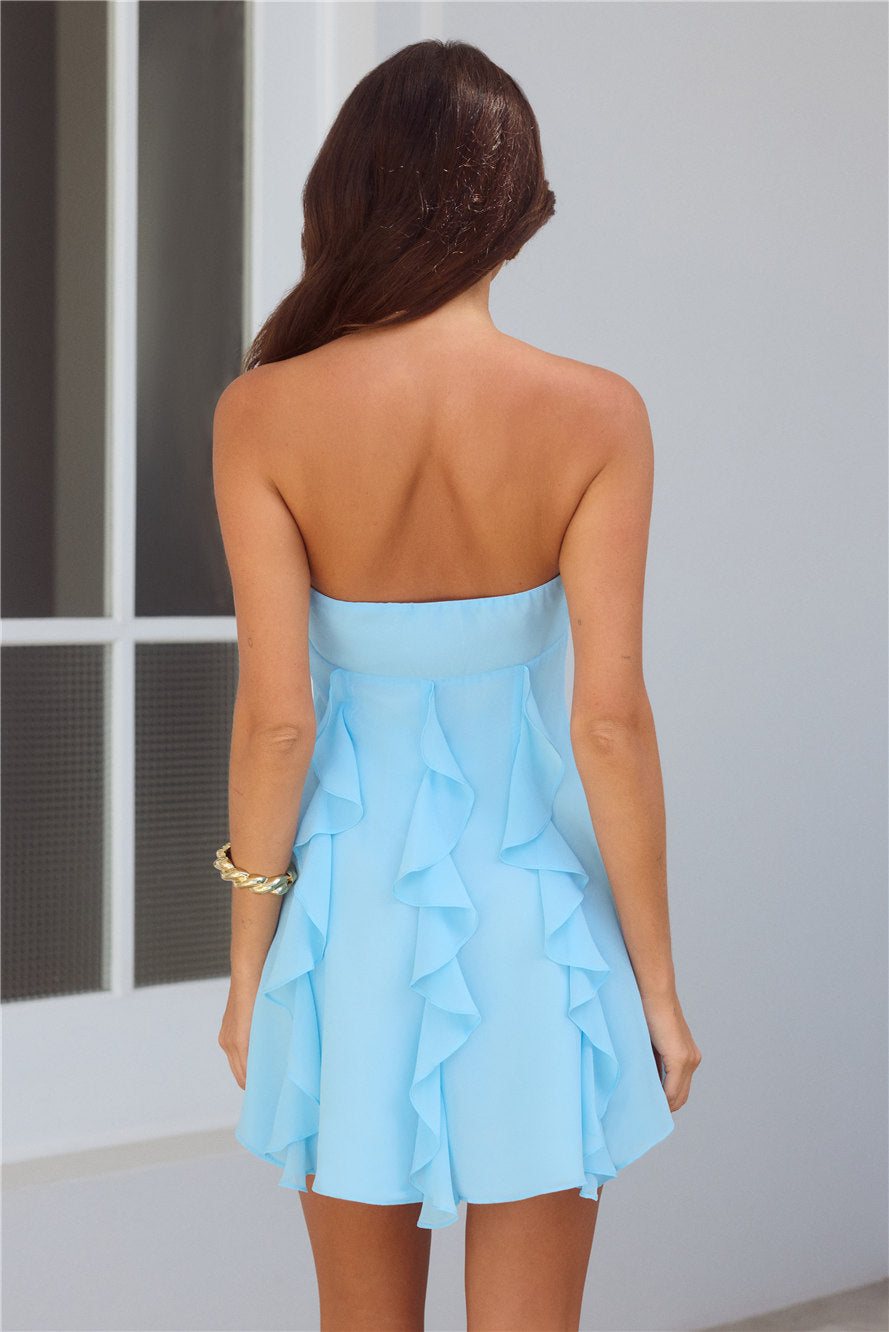 Imagine It — Vestido curto tomara-que-caia azul