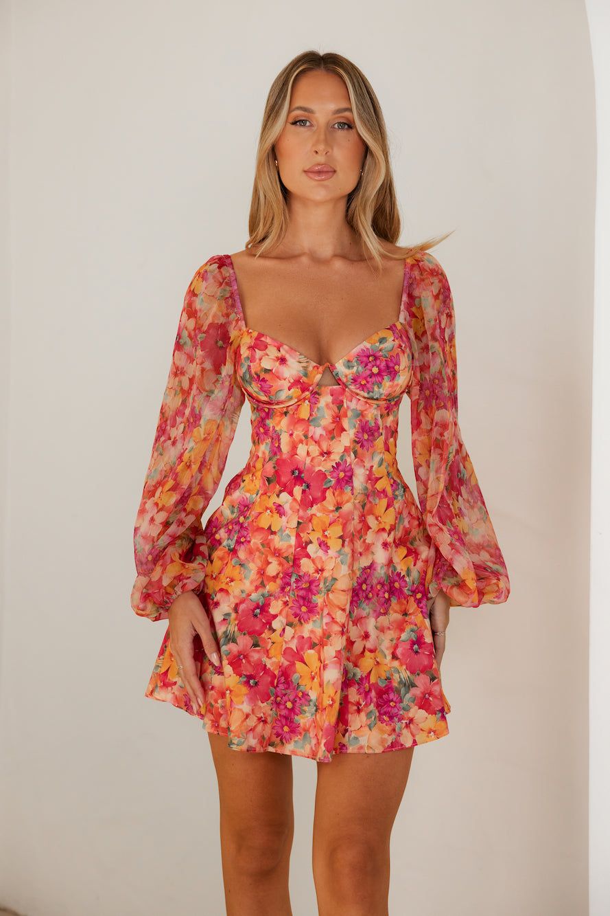 Vestido Curto de Manga Longa Janeiro Sun — Rosa