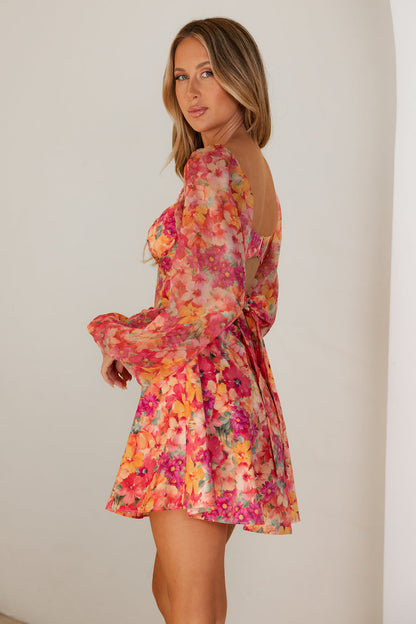 Vestido Curto de Manga Longa Janeiro Sun — Rosa