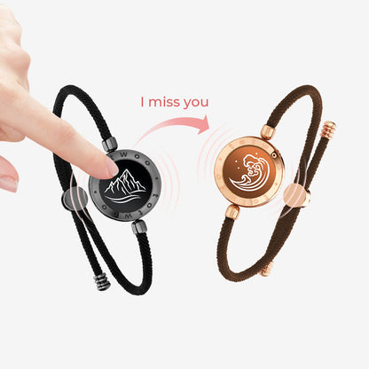 [White Heart Gift Packaging] Mountain & Sea Touch Bracelets with Milan Rope (Black+Rose Gold)