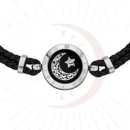 Moon Touch Bracelet with Leather Braided Cord