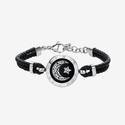 Moon Touch Bracelet with Leather Braided Cord