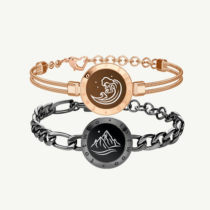 Mountain&Sea Touch Bracelets (Black Figaro Chain+Rose Gold Snake Chain)
