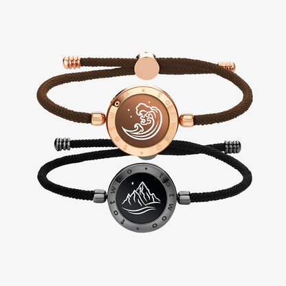 Mountain & Sea Touch Bracelets with Milan Rope (Black+Rose Gold)