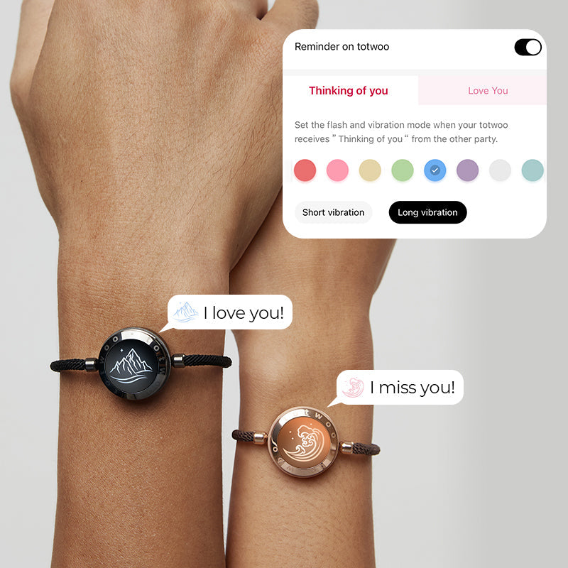 [White Heart Gift Packaging] Mountain & Sea Touch Bracelets with Milan Rope (Black+Rose Gold)
