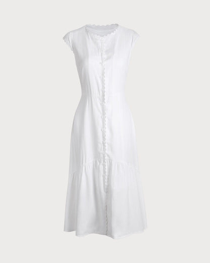 Vestido Midi Liso com Lapela