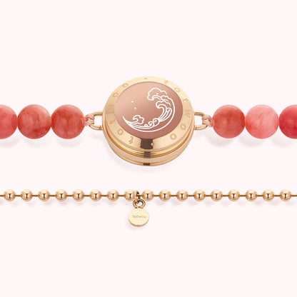 Mountain & Sea Touch Bracelets with Black Agate and Pink Persian Jade