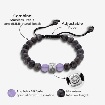Sun & Moon Beaded Bracelets in Purple and Black