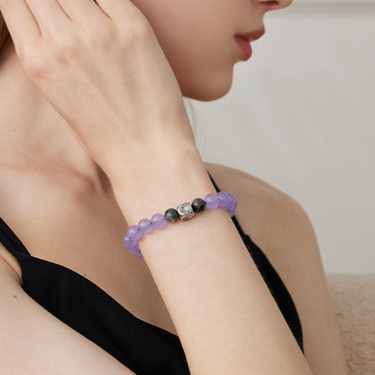 Sun & Moon Beaded Bracelets in Purple and Black