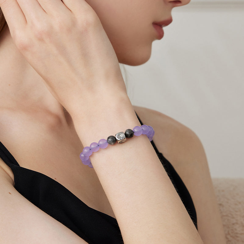 Sun & Moon Beaded Bracelets in Purple and Black