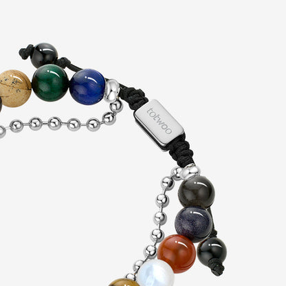 Sun & Moon Celestial Touch Bracelets with 13 Natural Stone Beads