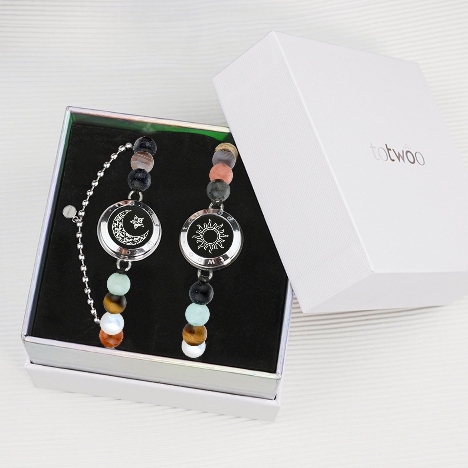 Sun & Moon Touch Bracelets with Solar System Guardian Beads