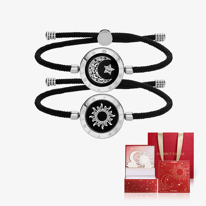[Special Gift Packaging] Sun & Moon Touch Bracelets with Black Milan Rope