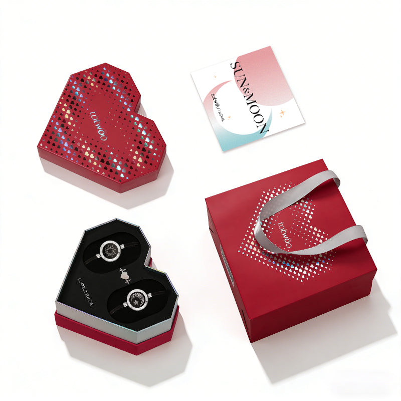 [Totwoo Signal Gift Box] Sun & Moon Bracelets with Black Milan Rope