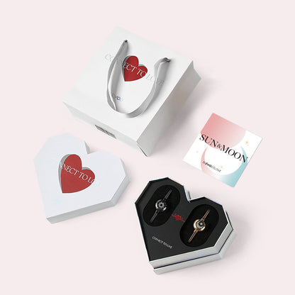 [White Heart Gift Packaging] Sun&Moon Touch Bracelets with Snake Chain