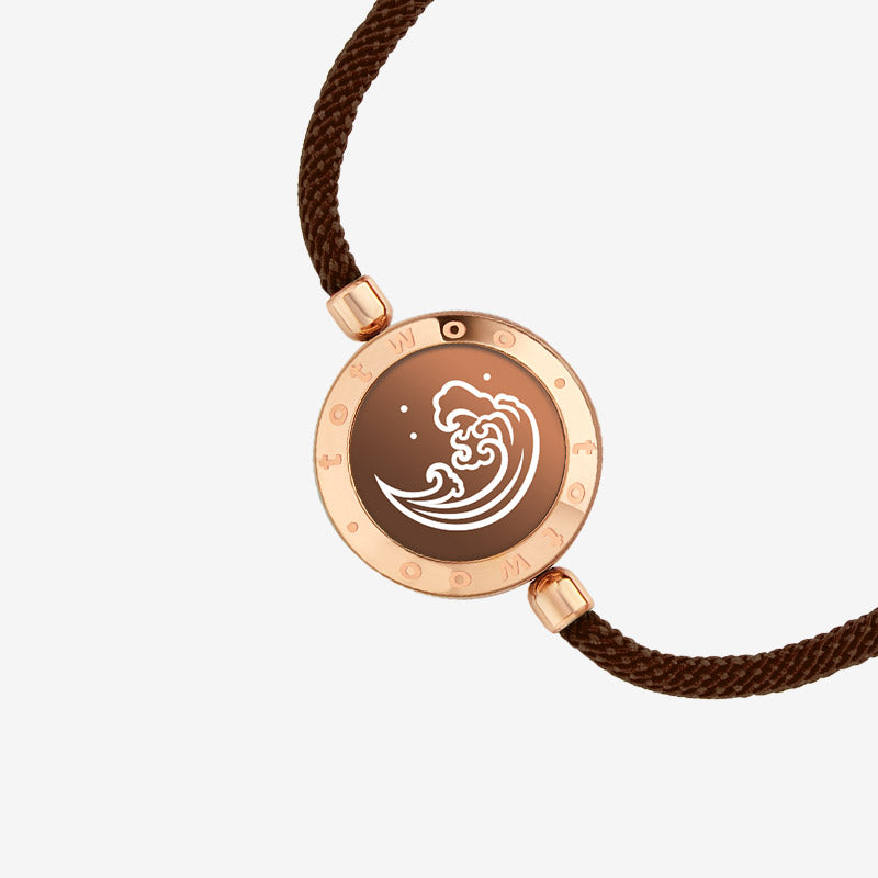 Mountain & Sea Touch Bracelets with Milan Rope (Black+Rose Gold)
