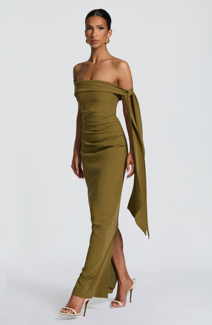 Vestido Longo Addie - Verde Oliva Escuro