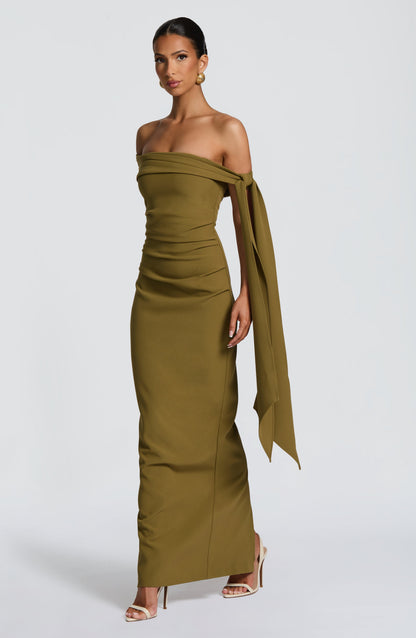 Vestido Longo Addie - Verde Oliva Escuro