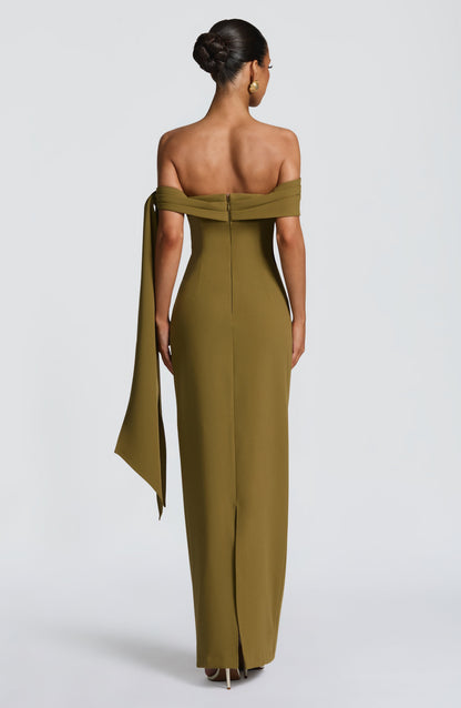 Vestido Longo Addie - Verde Oliva Escuro