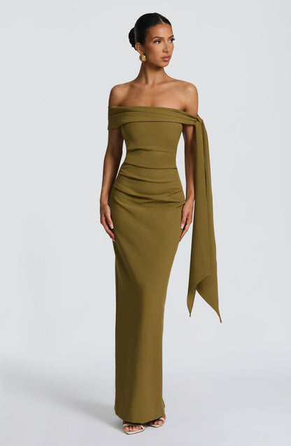 Vestido Longo Addie - Verde Oliva Escuro