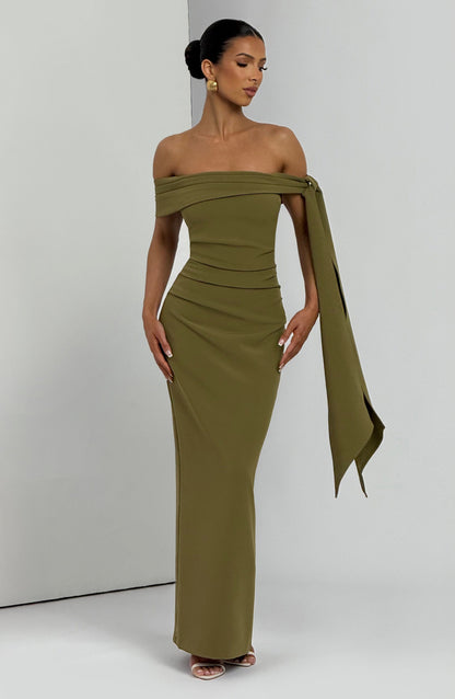 Vestido Longo Addie - Verde Oliva Escuro