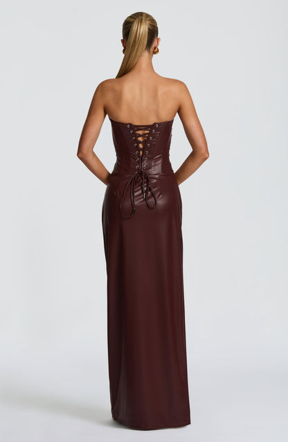 Vestido Longo Alba - Bordô