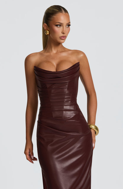 Vestido Longo Alba - Bordô