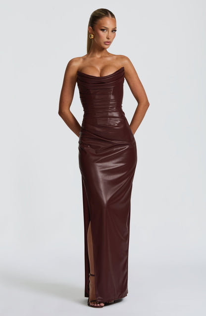 Vestido Longo Alba - Bordô