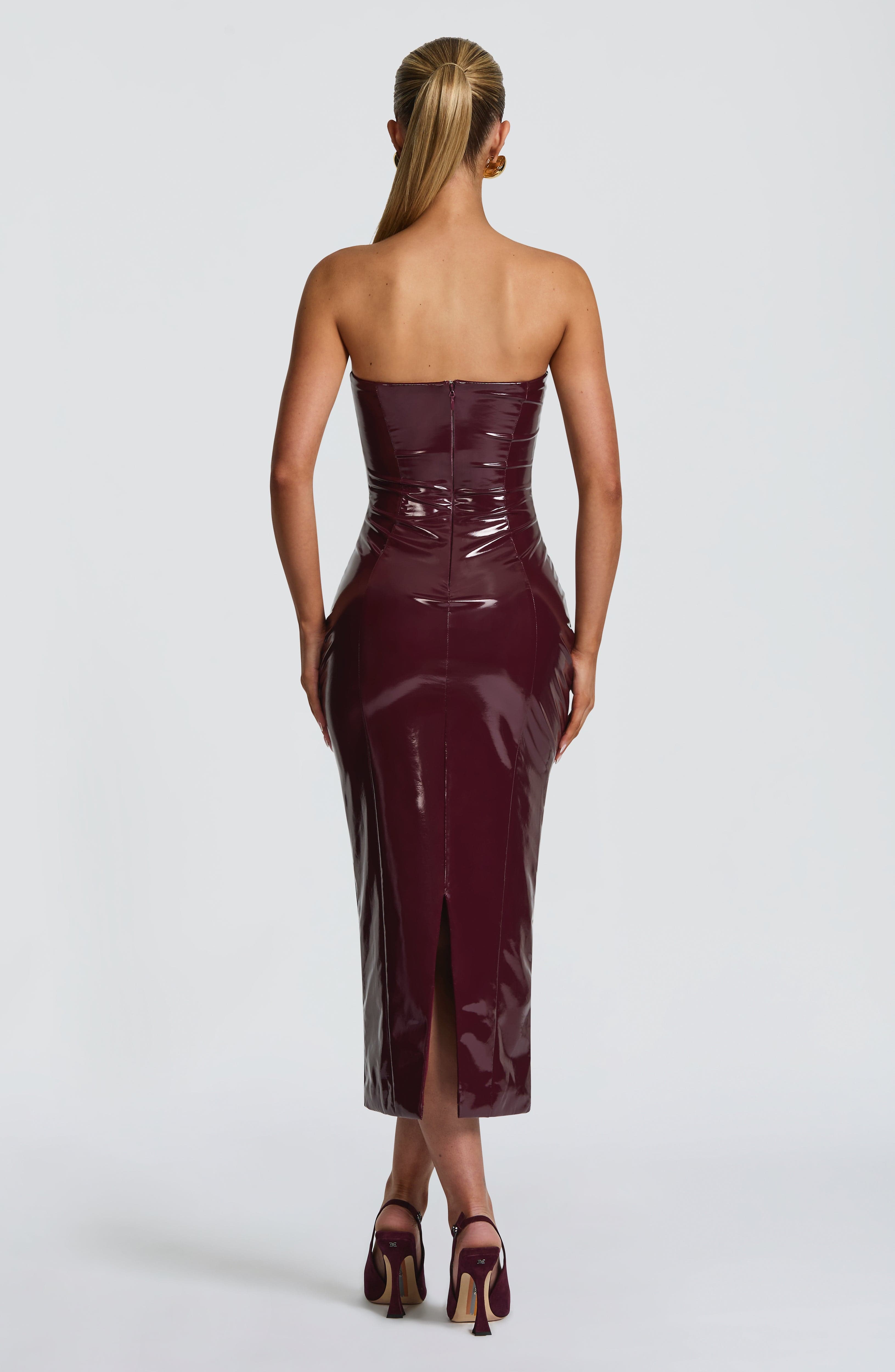 Vestido Midi Amala - Verniz Cereja
