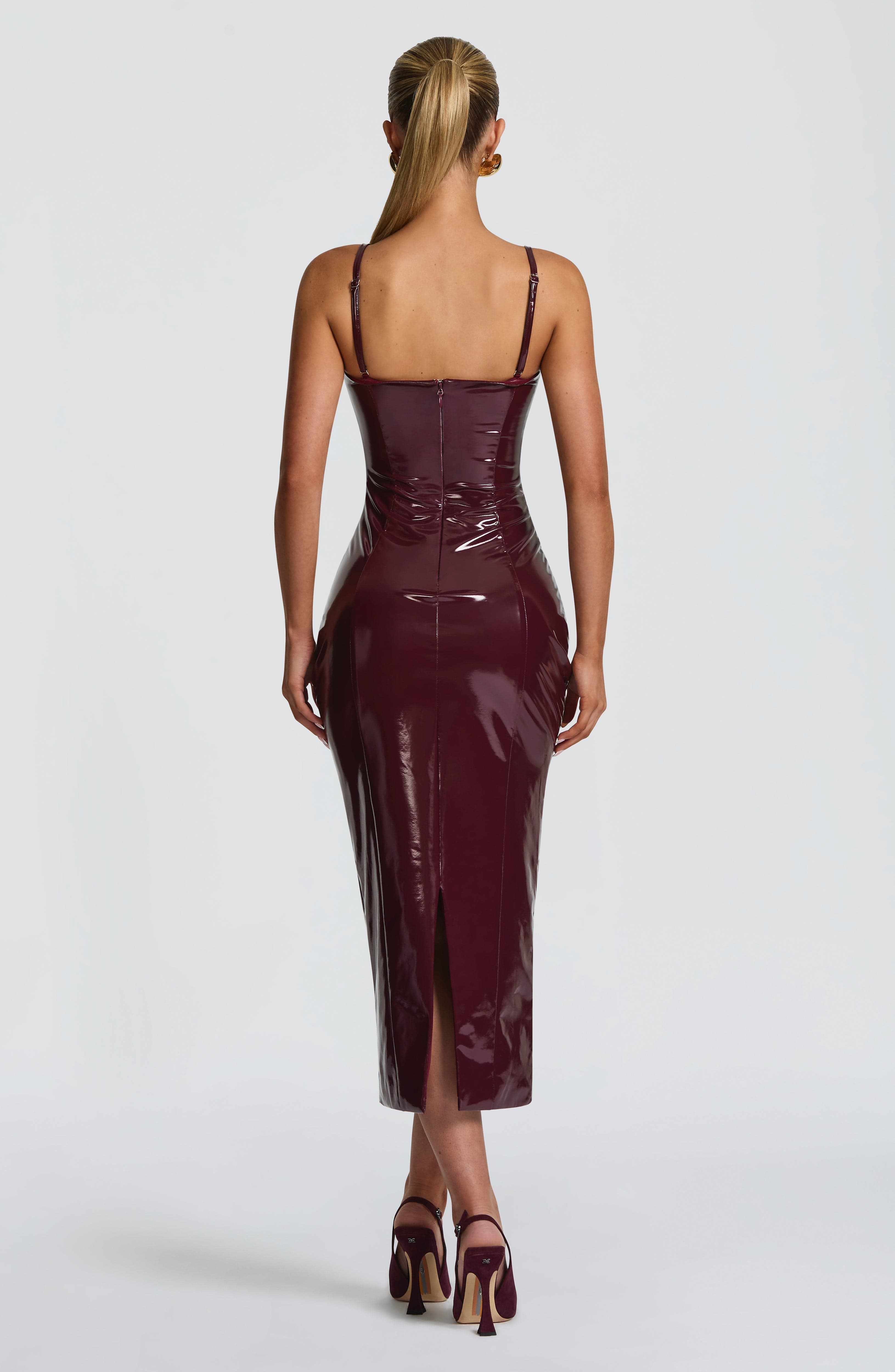 Vestido Midi Amala - Verniz Cereja