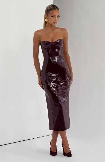 Vestido Midi Amala - Verniz Cereja