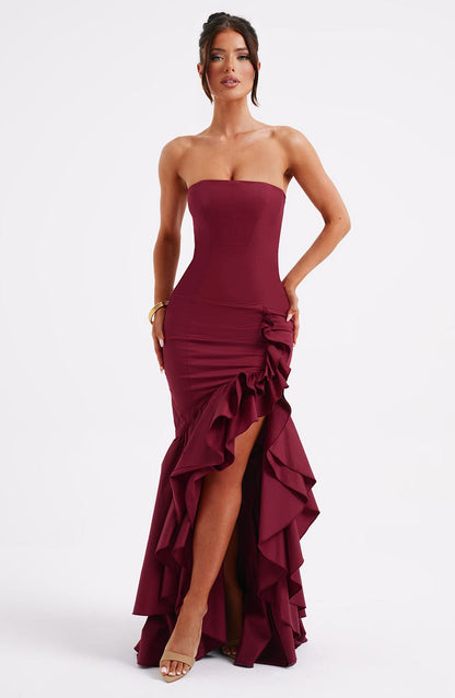 Vestido Longo Angelina - Borgonha