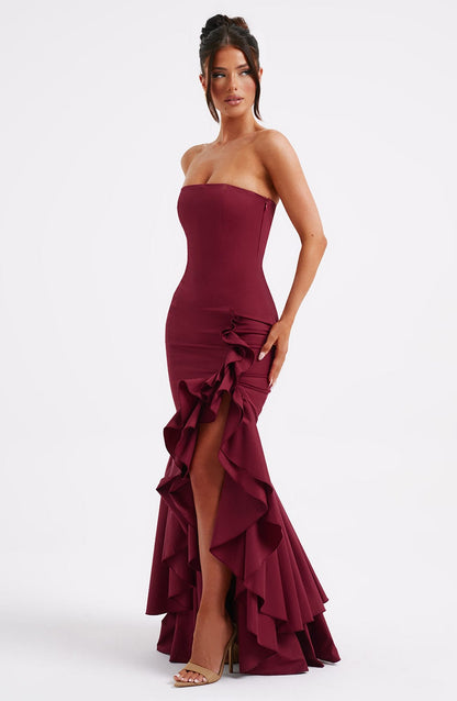 Vestido Longo Angelina - Borgonha