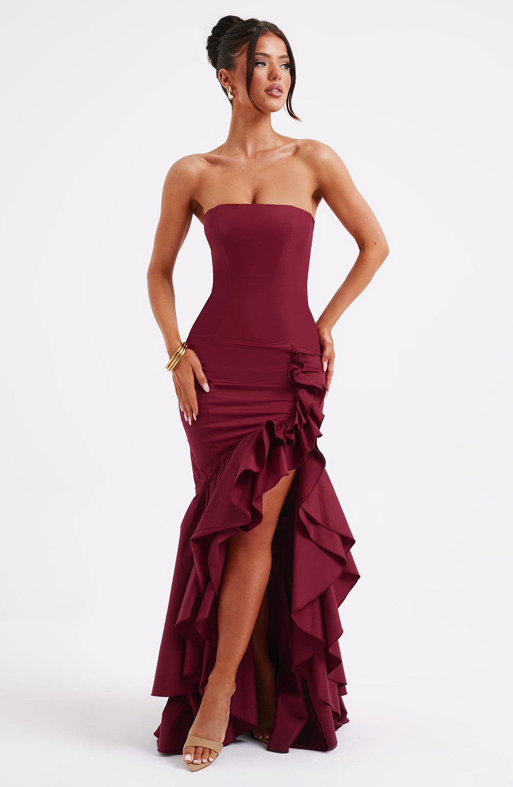 Vestido Longo Angelina - Borgonha