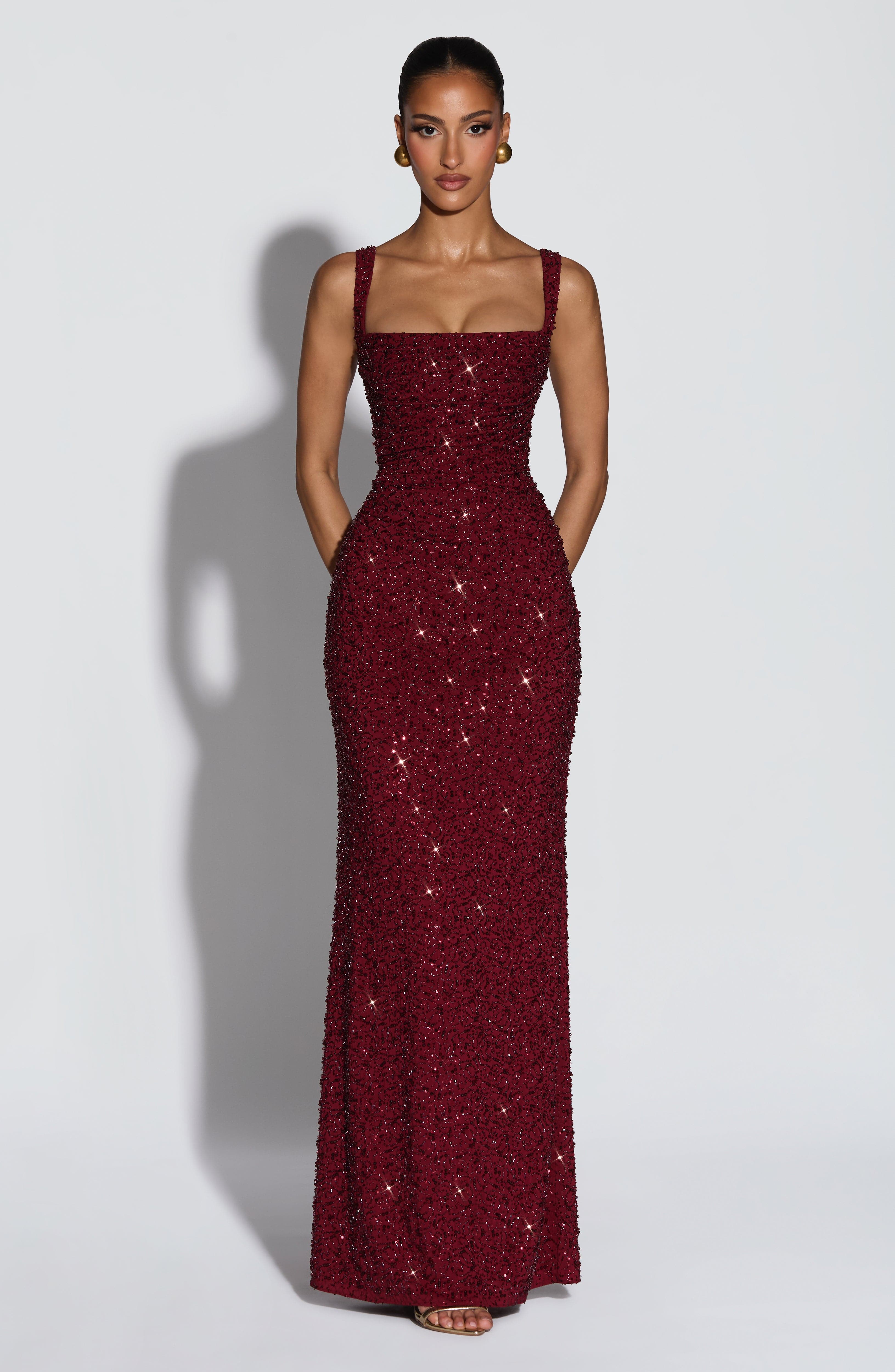 Vestido Longo Calanthe - Vinho Cintilante
