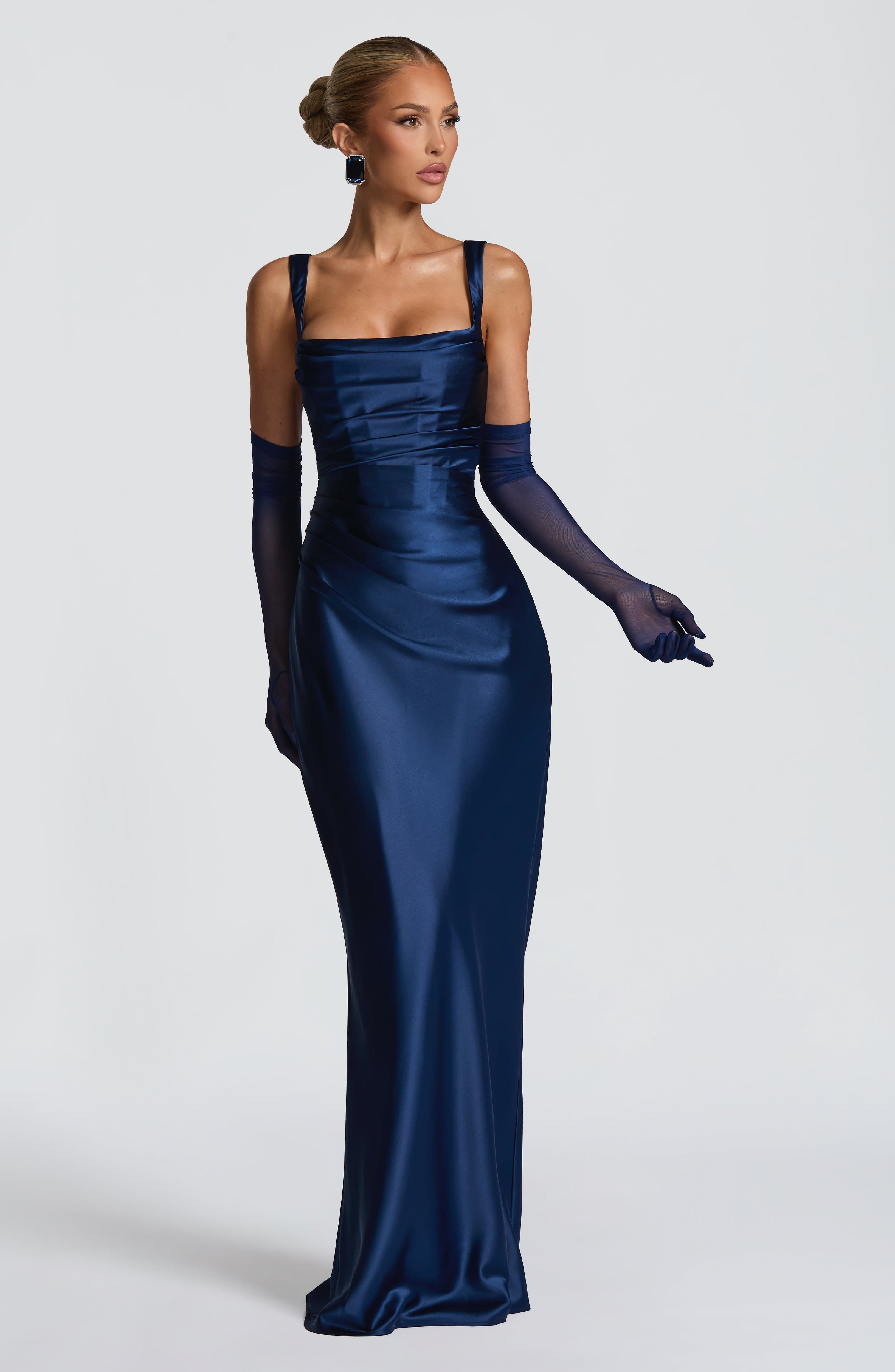 Vestido Longo Calanthe - Azul-marinho