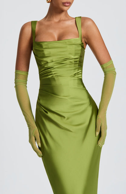 Vestido Longo Calanthe - Verde-oliva
